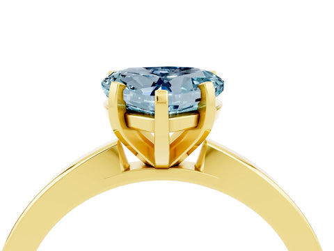 Yellow gold Heart Cut Aquamarine Solitaire Engagement Ring with Classic Band and Four-Prong Setting_28