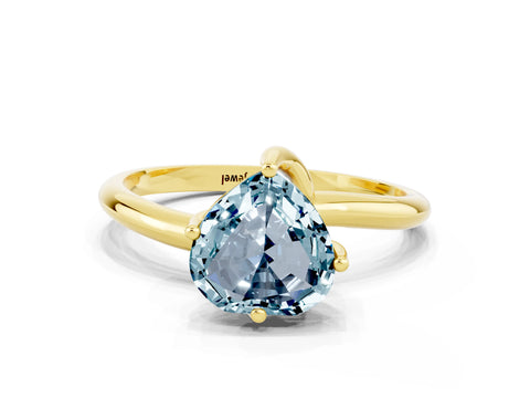 Yellow gold Heart Cut Aquamarine Solitaire Engagement Ring with Four-Prong Setting and Classic Band_12
