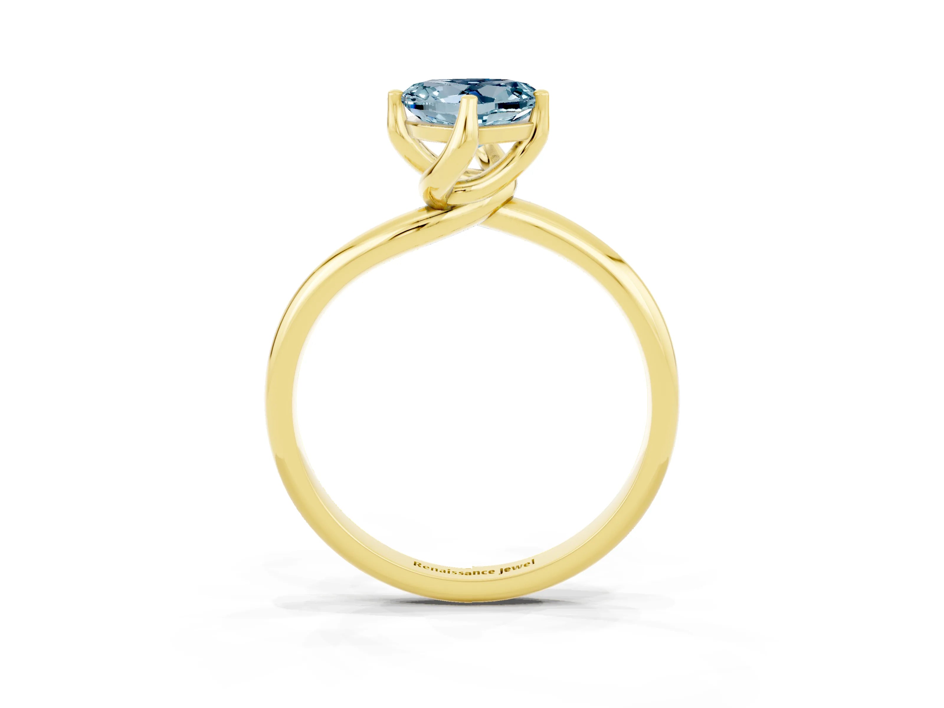 Yellow gold Heart Cut Aquamarine Solitaire Engagement Ring with Four-Prong Setting and Classic Band_15