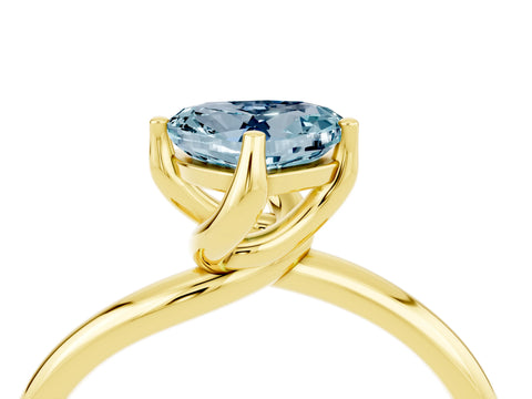 Yellow gold Heart Cut Aquamarine Solitaire Engagement Ring with Four-Prong Setting and Classic Band_16