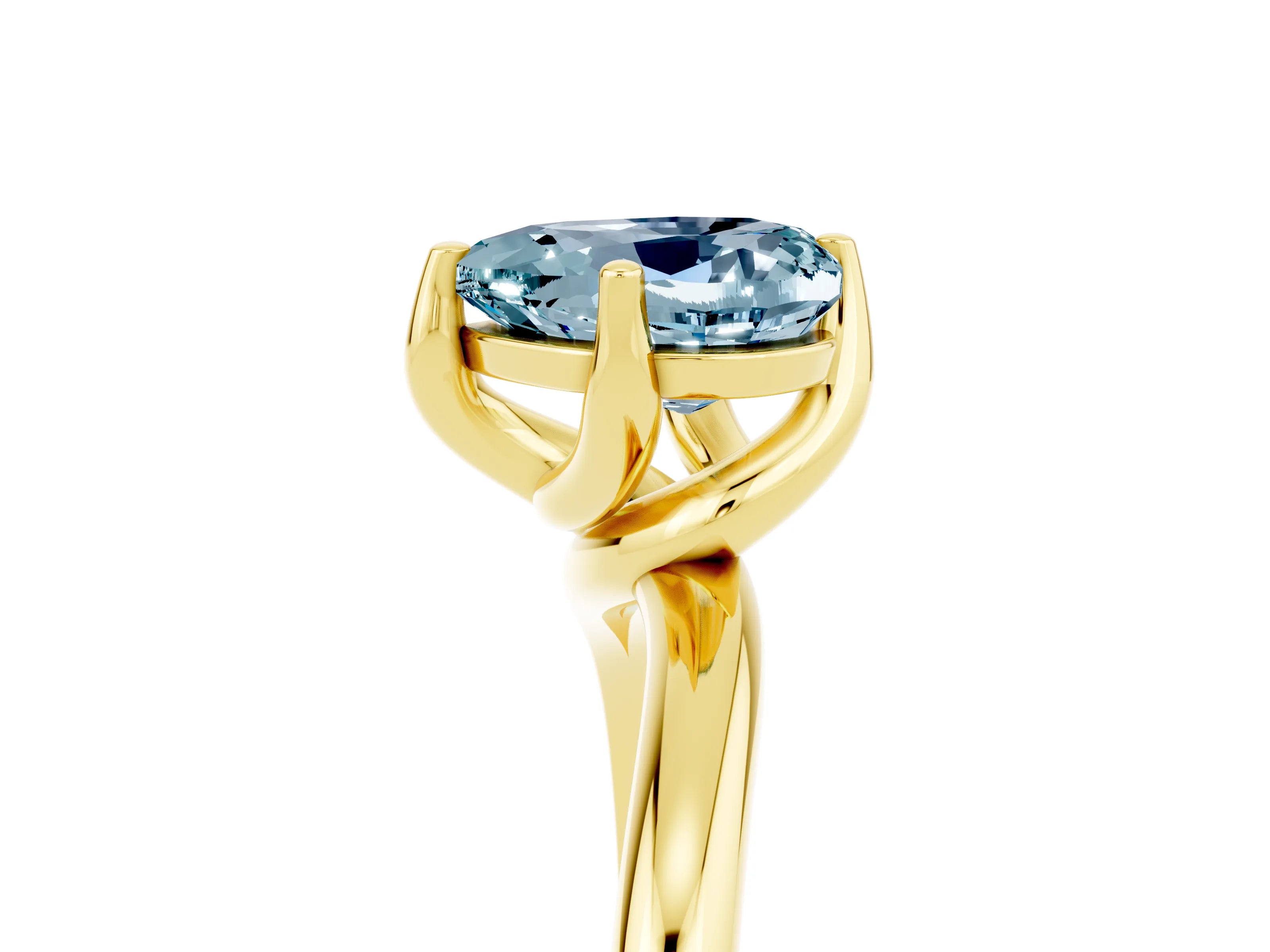 Yellow gold Heart Cut Aquamarine Solitaire Engagement Ring with Four-Prong Setting and Classic Band_17