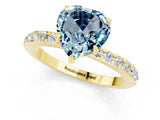 Yellow gold Heart Cut Aquamarine Solitaire Engagement Ring with Pavé Band and Four-Prong Setting_1