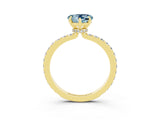 Yellow gold Heart Cut Aquamarine Solitaire Engagement Ring with Pavé Band and Four-Prong Setting_3