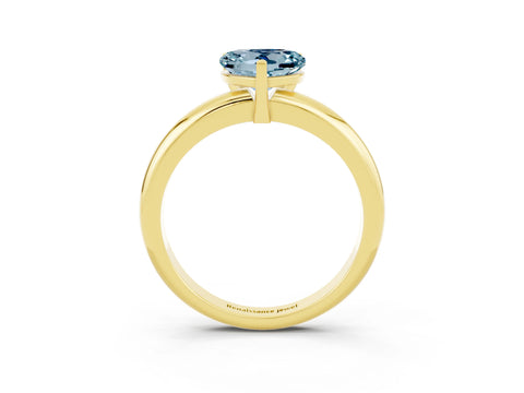 Yellow gold Heart Cut Aquamarine Solitaire Engagement Ring with Round Band and Four-Prong Setting_3