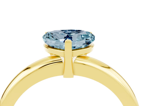 Yellow gold Heart Cut Aquamarine Solitaire Engagement Ring with Round Band and Four-Prong Setting_4