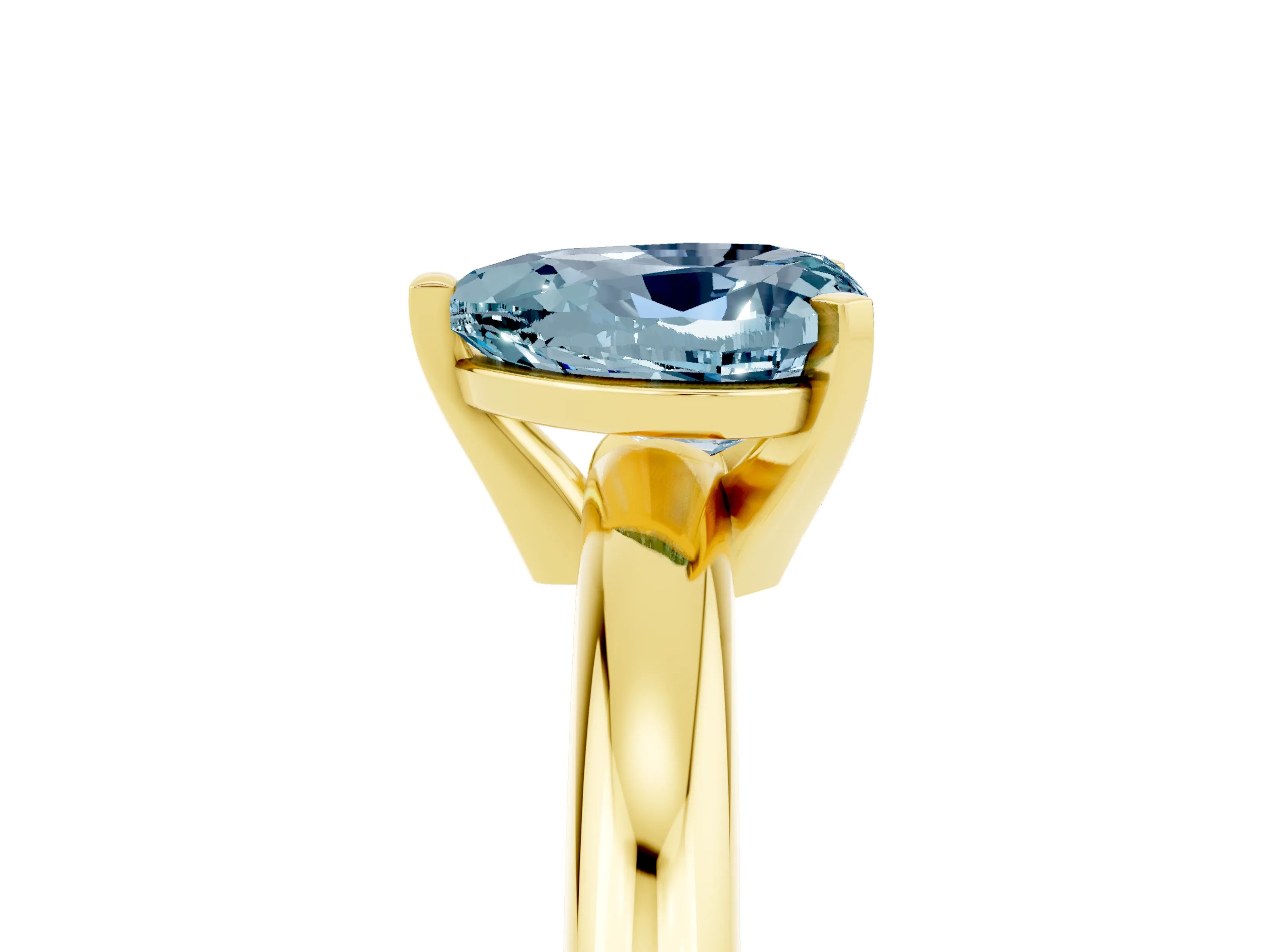 Yellow gold Heart Cut Aquamarine Solitaire Engagement Ring with Round Band and Four-Prong Setting_5
