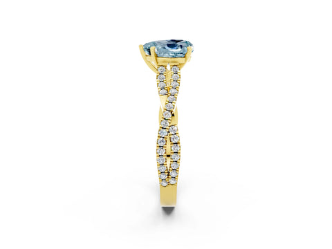 Yellow gold Heart Cut Aquamarine Solitaire Engagement Ring with Twisted Pavé Band and Four-Prong Setting_14