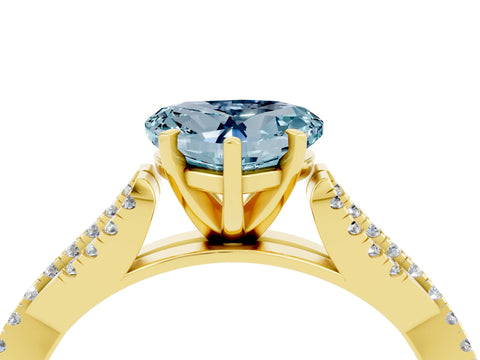 Yellow gold Heart Cut Aquamarine Solitaire Engagement Ring with Twisted Pavé Band and Four-Prong Setting_16