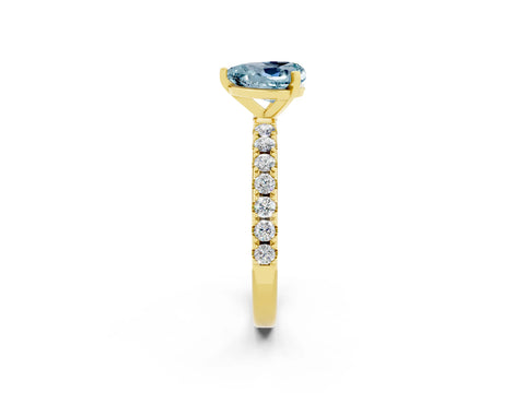 Yellow gold Heart Cut Aquamarine Solitaire Pavé Band with Four-Prong Setting_2