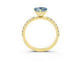 Yellow gold Heart Cut Aquamarine Solitaire Pavé Band with Four-Prong Setting_3