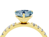 Yellow gold Heart Cut Aquamarine Solitaire Pavé Band with Four-Prong Setting_4