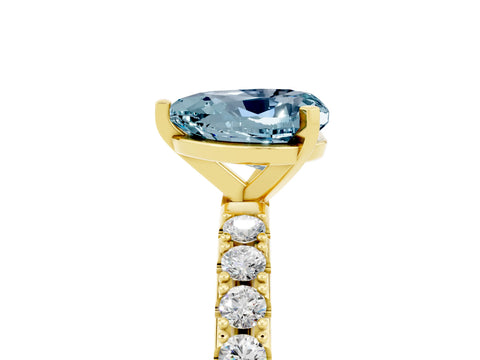 Yellow gold Heart Cut Aquamarine Solitaire Pavé Band with Four-Prong Setting_5