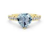 Yellow gold Heart Cut Aquamarine Solitaire Pavé Engagement Ring with Round Band and Prong Setting_12