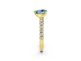 Yellow gold Heart Cut Aquamarine Solitaire Pavé Engagement Ring with Round Band and Prong Setting_14