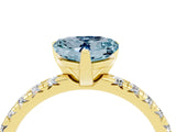 Yellow gold Heart Cut Aquamarine Solitaire Pavé Engagement Ring with Round Band and Prong Setting_16