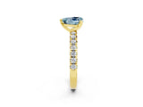 Yellow gold Heart Cut Aquamarine Solitaire Pavé Engagement Ring with Round Band and Prong Setting_74