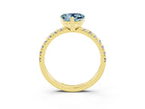 Yellow gold Heart Cut Aquamarine Solitaire Pavé Engagement Ring with Round Band and Prong Setting_75