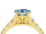 Yellow gold Heart Cut Aquamarine Solitaire Ring with Cathedral Setting and Pavé Band_4