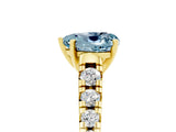 Yellow gold Heart Cut Aquamarine Solitaire Ring with Cathedral Setting and Pavé Band_5