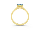 Yellow gold Heart Cut Aquamarine Solitaire Ring with Flower Prong Setting and Classic Band_15
