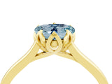 Yellow gold Heart Cut Aquamarine Solitaire Ring with Flower Prong Setting and Classic Band_16