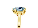 Yellow gold Heart Cut Aquamarine Solitaire Ring with Flower Prong Setting and Classic Band_17