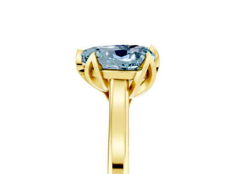 Yellow gold Heart Cut Aquamarine Solitaire Ring with Flower Prong Setting and Classic Band_17