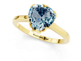 Yellow gold Heart Cut Aquamarine Solitaire Ring with Flower Prong Setting and Classic Band_37