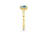 Yellow gold Heart Cut Aquamarine Solitaire Ring with Flower Prong Setting and Classic Band_38