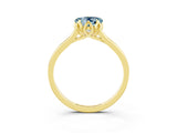 Yellow gold Heart Cut Aquamarine Solitaire Ring with Flower Prong Setting and Classic Band_39