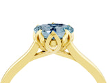 Yellow gold Heart Cut Aquamarine Solitaire Ring with Flower Prong Setting and Classic Band_40