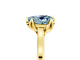 Yellow gold Heart Cut Aquamarine Solitaire Ring with Flower Prong Setting and Classic Band_41