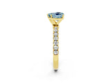 Yellow gold Heart Cut Aquamarine Solitaire Ring with Pavé Accents and Four-Prong Setting_2