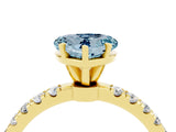 Yellow gold Heart Cut Aquamarine Solitaire Ring with Pavé Accents and Four-Prong Setting_4