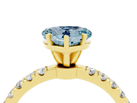 Yellow gold Heart Cut Aquamarine Solitaire Ring with Pavé Accents and Four-Prong Setting_4