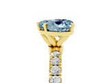 Yellow gold Heart Cut Aquamarine Solitaire Ring with Pavé Accents and Four-Prong Setting_5