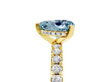 Yellow gold Heart Cut Aquamarine Solitaire Ring with Pavé Band and Four-Prong Setting_29