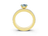 Yellow gold Heart Cut Aquamarine Solitaire Ring with Pavé and Channel Set Band_3