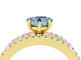 Yellow gold Heart Cut Aquamarine Solitaire Ring with Pavé and Channel Set Band_4