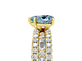 Yellow gold Heart Cut Aquamarine Solitaire Ring with Pavé and Channel Set Band_5