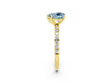 Yellow gold Heart Cut Aquamarine Solitaire Ring with Pave Band and Four Prong Setting_26