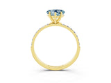 Yellow gold Heart Cut Aquamarine Solitaire Ring with Pave Band and Four Prong Setting_27