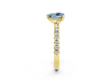 Yellow gold Heart Cut Aquamarine Solitaire Ring with Round  Pavé Band and Four-Prong Setting_38