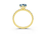 Yellow gold Heart Cut Aquamarine Solitaire Ring with Round  Pavé Band and Four-Prong Setting_39