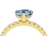 Yellow gold Heart Cut Aquamarine Solitaire Ring with Round  Pavé Band and Four-Prong Setting_40