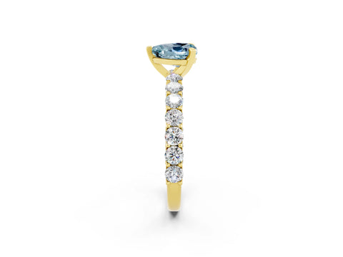 Yellow gold Heart Cut Aquamarine Solitaire Ring with Shared Prong Pavé Band and Four-Prong Setting_14
