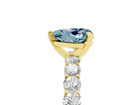 Yellow gold Heart Cut Aquamarine Solitaire Ring with Shared Prong Pavé Band and Four-Prong Setting_17