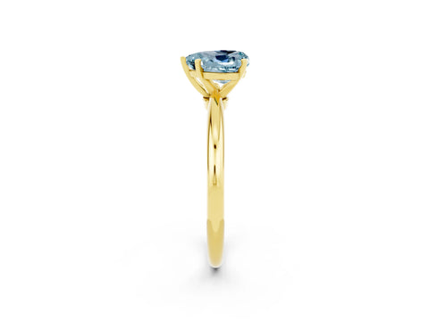 Yellow gold Heart Cut Aquamarine Solitaire Ring with Six-Prong Setting and Classic Band_2