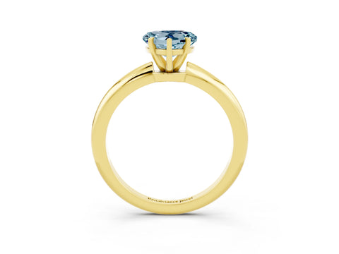 Yellow gold Heart Cut Aquamarine Solitaire Ring with Six-Prong Setting and Classic Band_3
