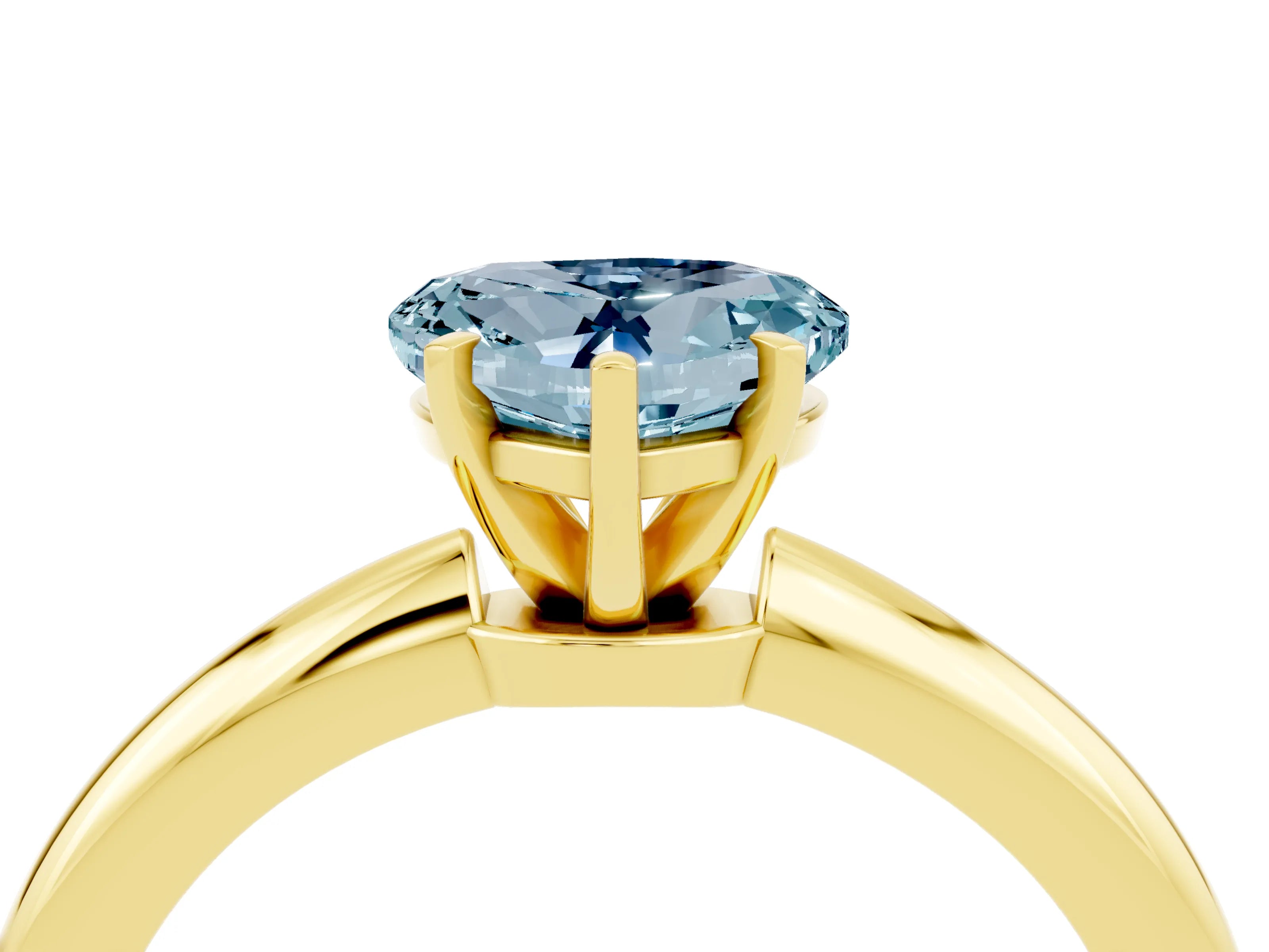 Yellow gold Heart Cut Aquamarine Solitaire Ring with Six-Prong Setting and Classic Band_4
